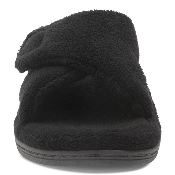 Vionic Slippers Ireland - Relax Slippers Black - Womens Shoes Sale | GUJEY-7314